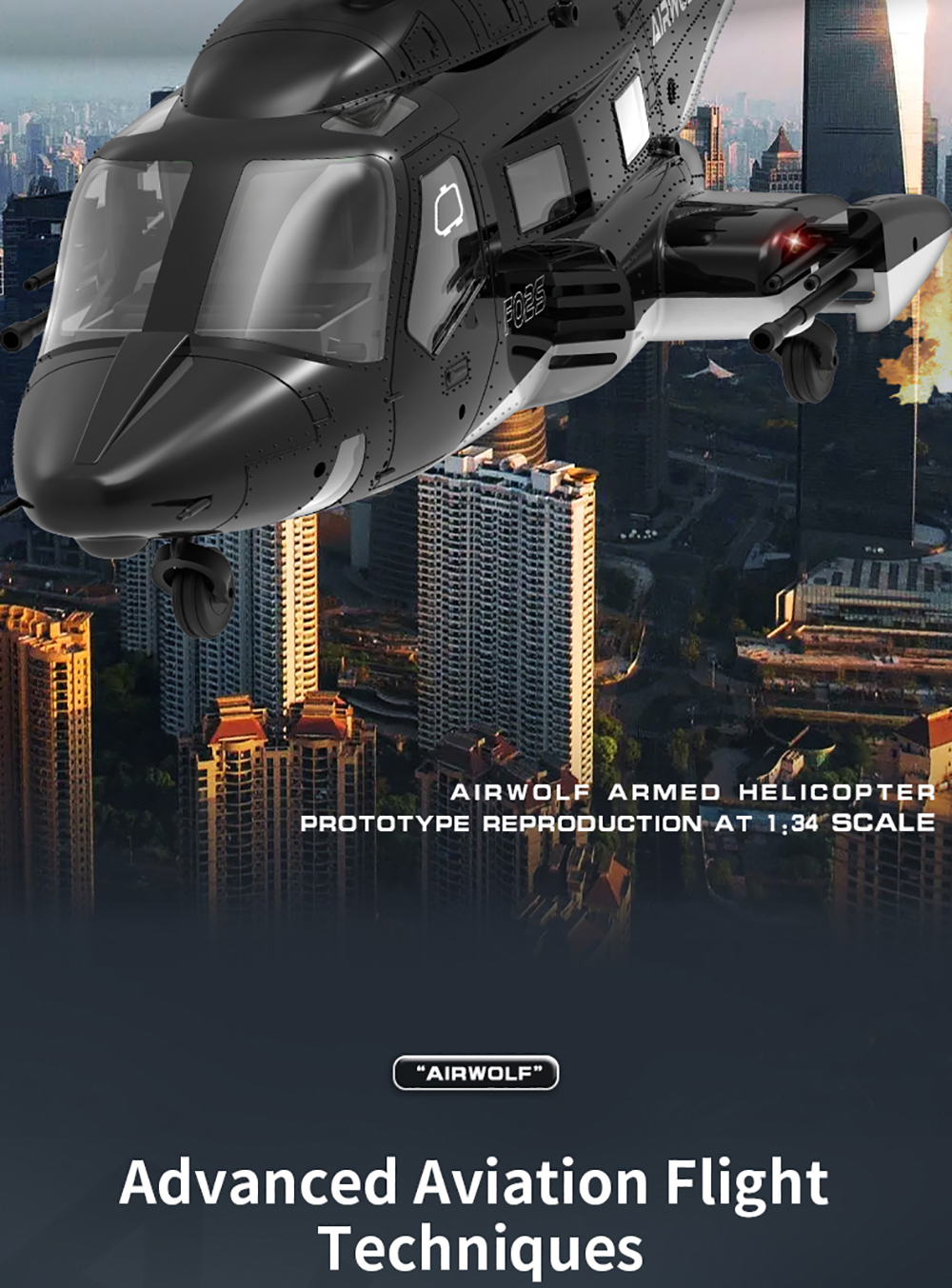 NEW YUXIANG RC Helicopte Airwolf 1:34 Scale 9CH Plane GPS Dual ...