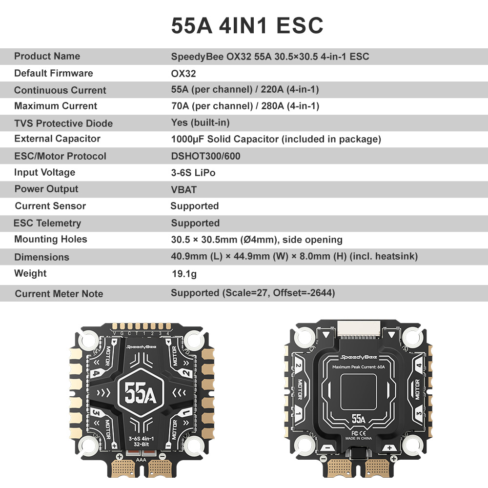 SpeedyBee F405 V5 Stack F405 V5 FC 55A ESC 3-6S 30.5x30.5mm For ...