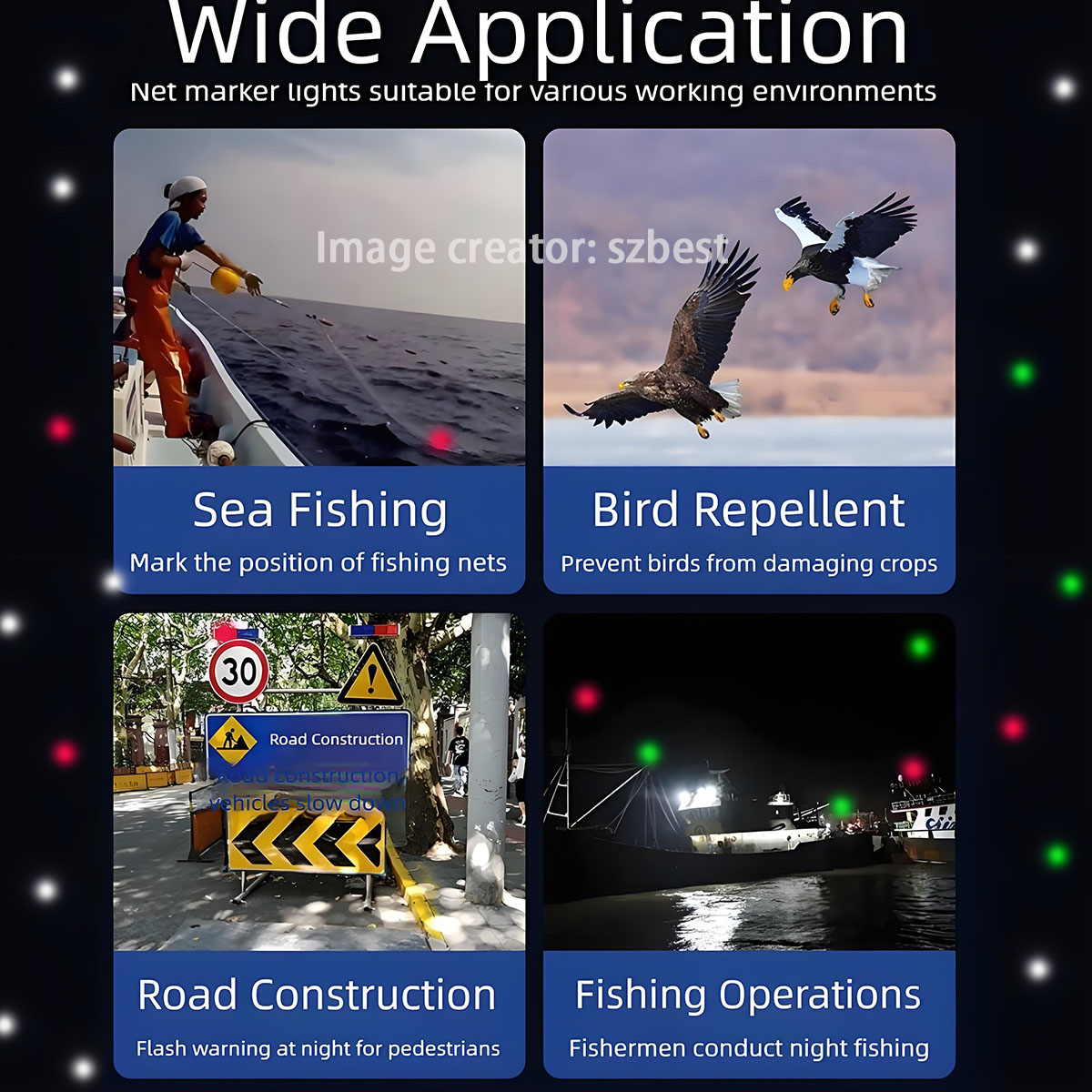 Solar mark beacon light Gillnet Fishing Net Light marine signal light ...