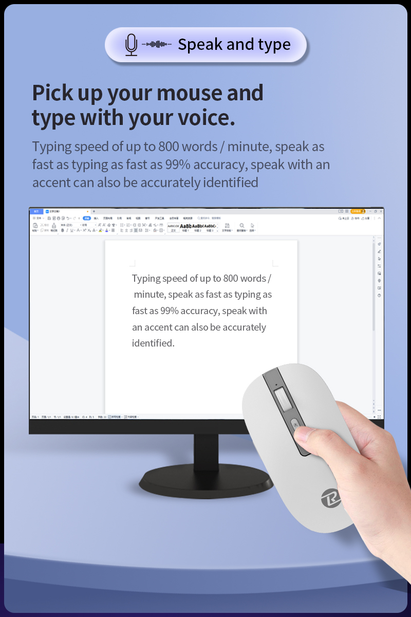 Ai Intelligent Bluetooth Mouse Wireless Voice Control Input Translation ...