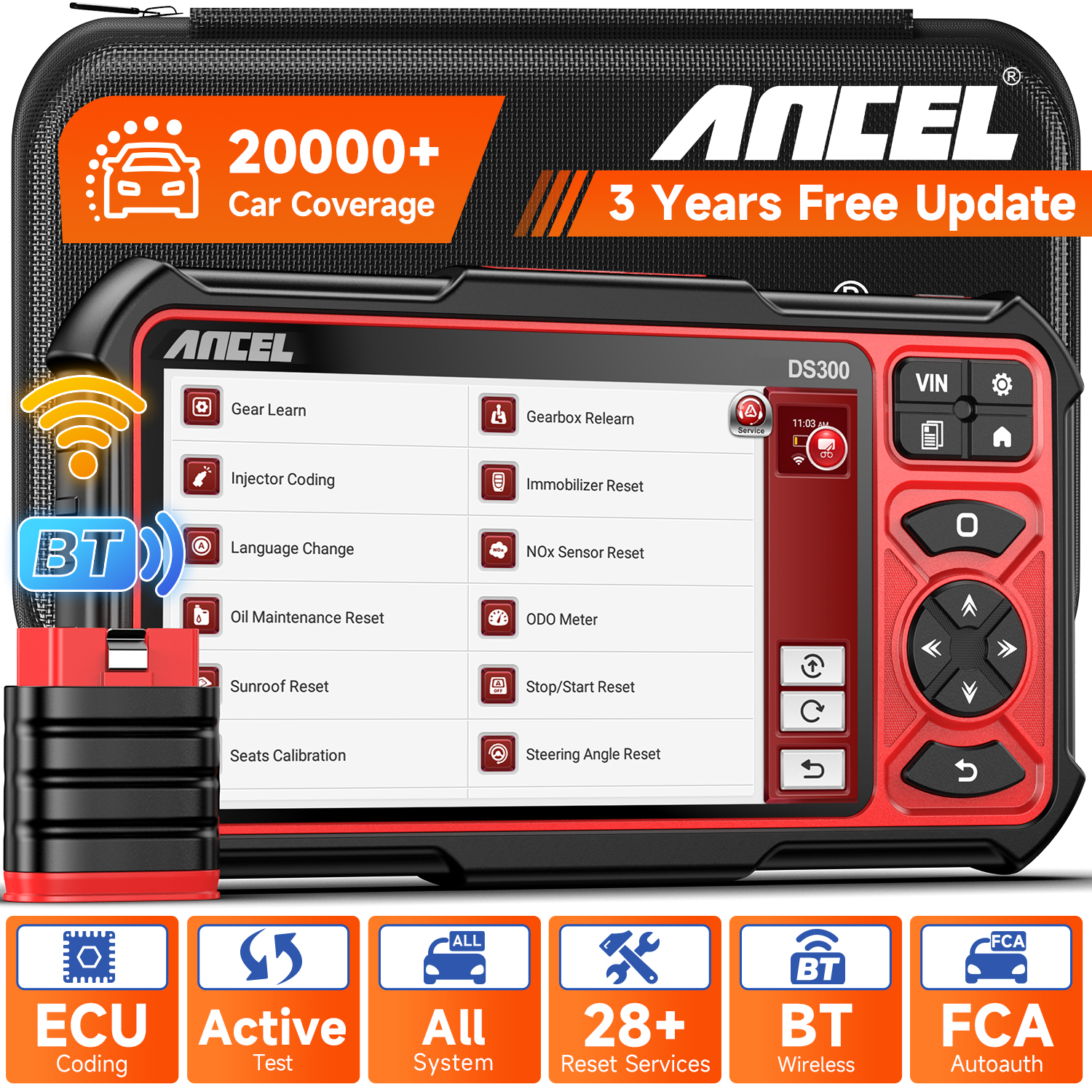ANCEL DS300 Automotive Bi-directional Full System OBD2 Scanner ECU ...