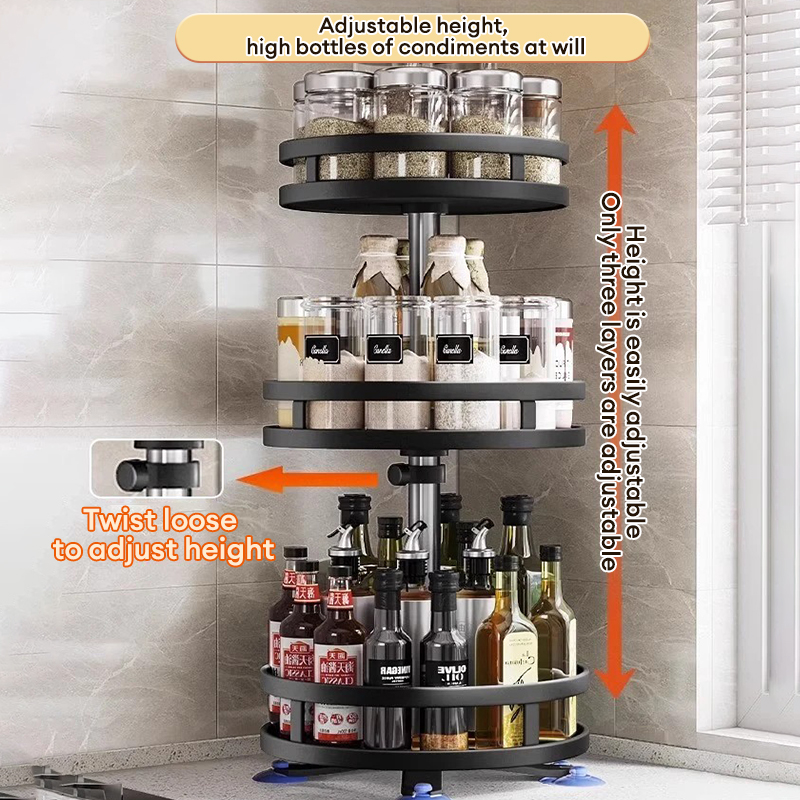 360° Kitchen Condiments Racks Organizer Rotating Adjustable Spice ...