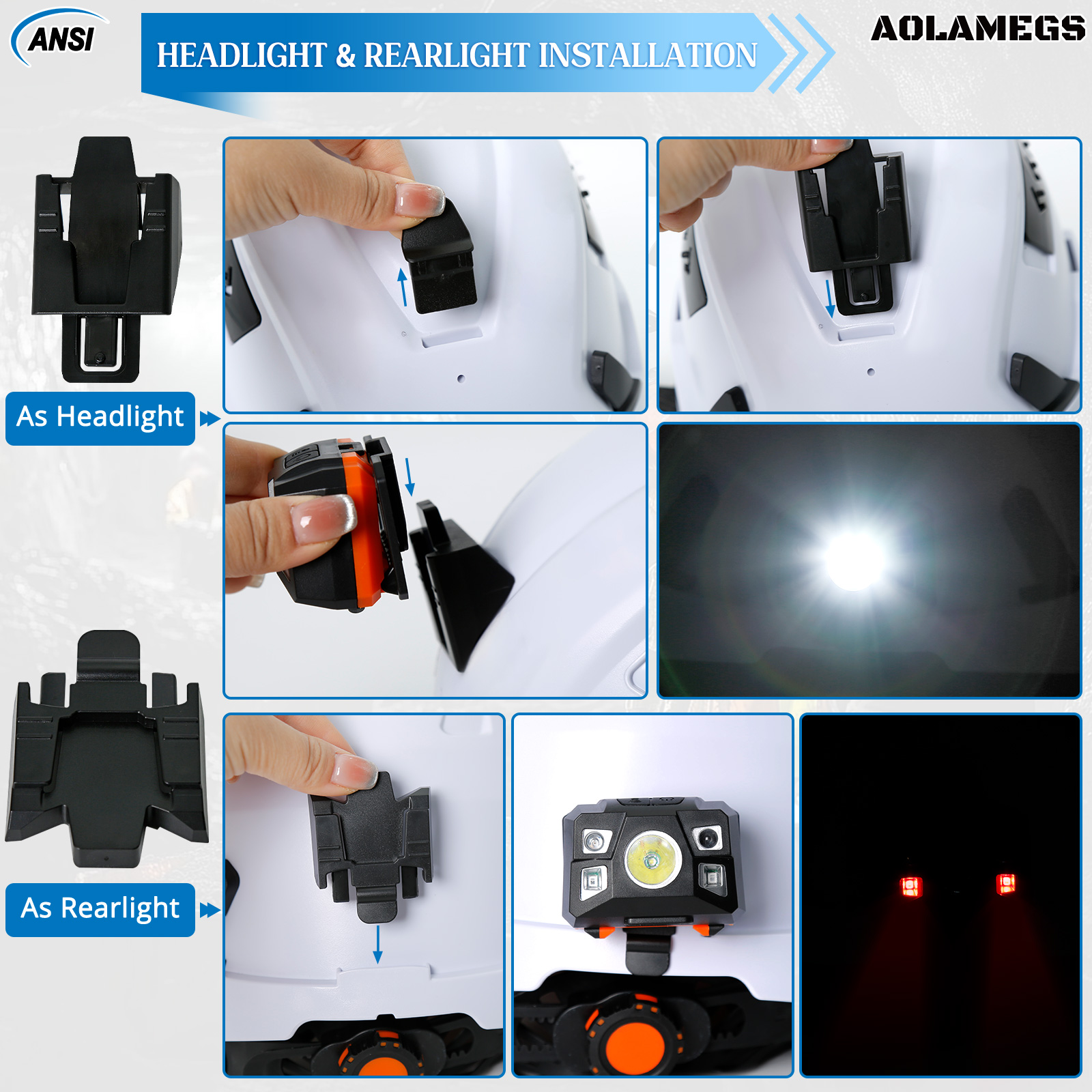 AOLAMEGS Safety Helmet With Double Goggles And Induction Headlight ...
