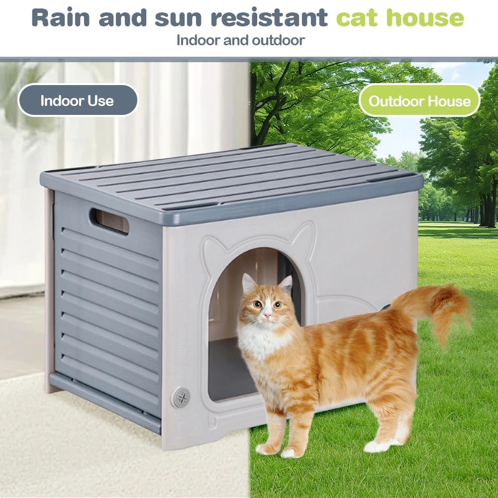Stray Cat House Outdoor Shelter Big Cats Washable and Portable Plastic ...