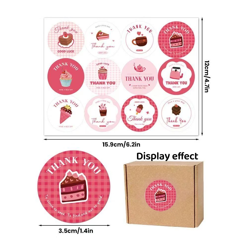 120pcs/pack Thank You Stickers Handmade Baked Sandwich Takeaway Sealing ...