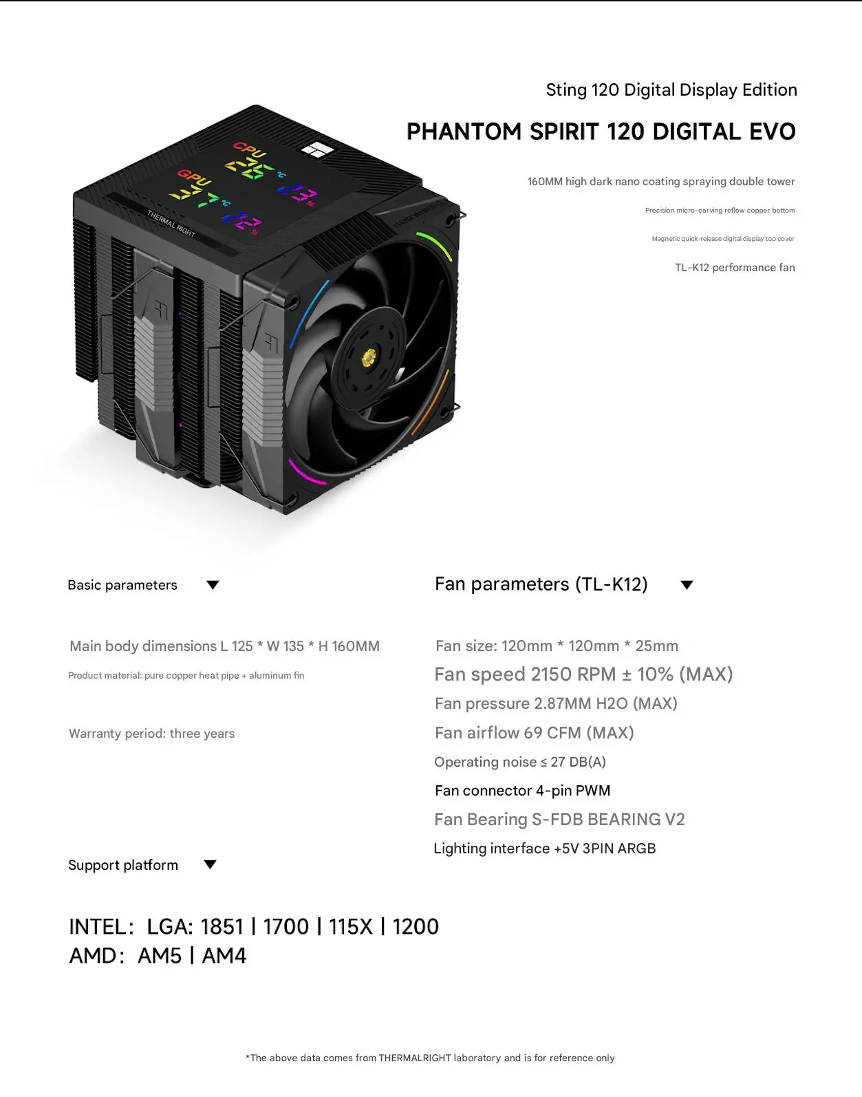 Thermalright PS120 DIGITAL SNOW Cpu Cooler ARGB PC CPU Air Cooler ...