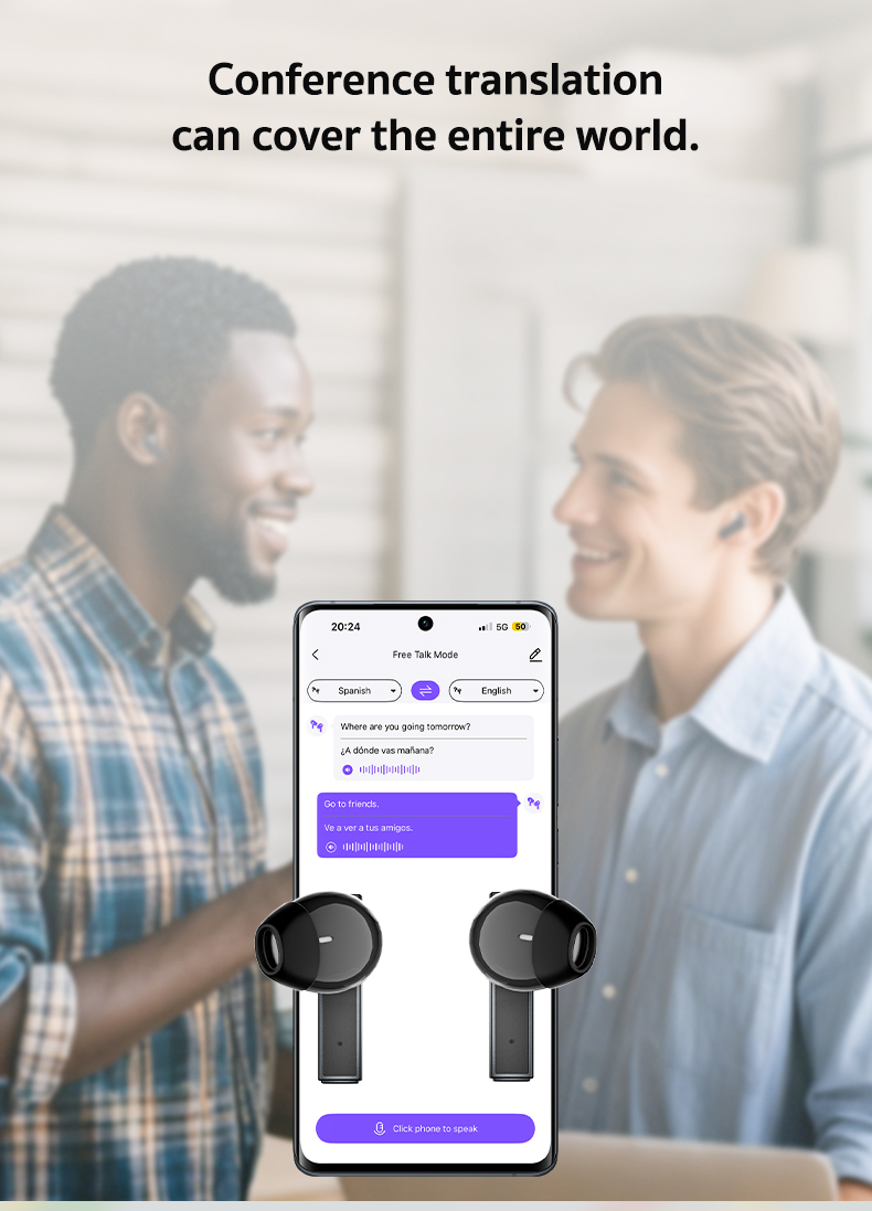 Serounder Wireless Translation Headphones, LCD Touch Screen