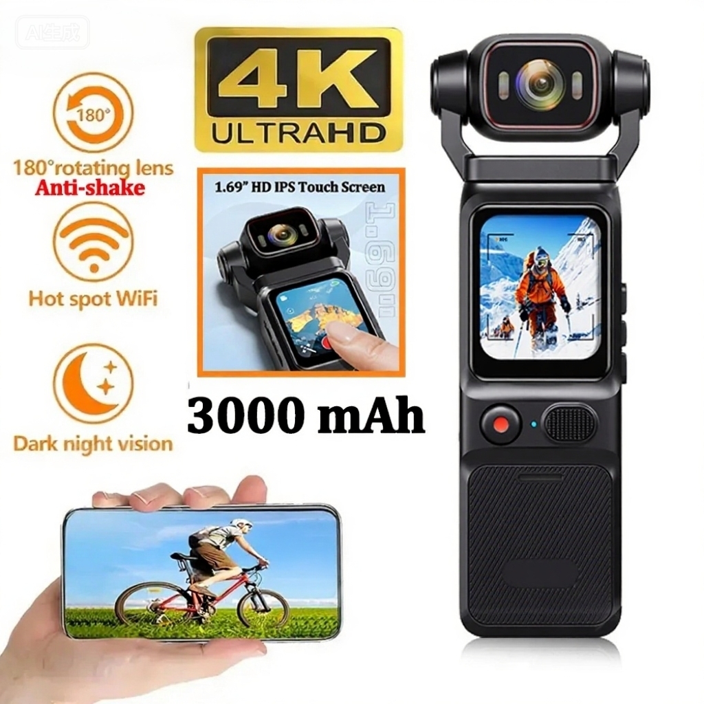 Occhiali Action Camera B7O8 – Videocamera Portatile 2.7K Con WiFi, App Roadcam, Batteria 250mAh E Angolo 110° Per FPV E Vlog