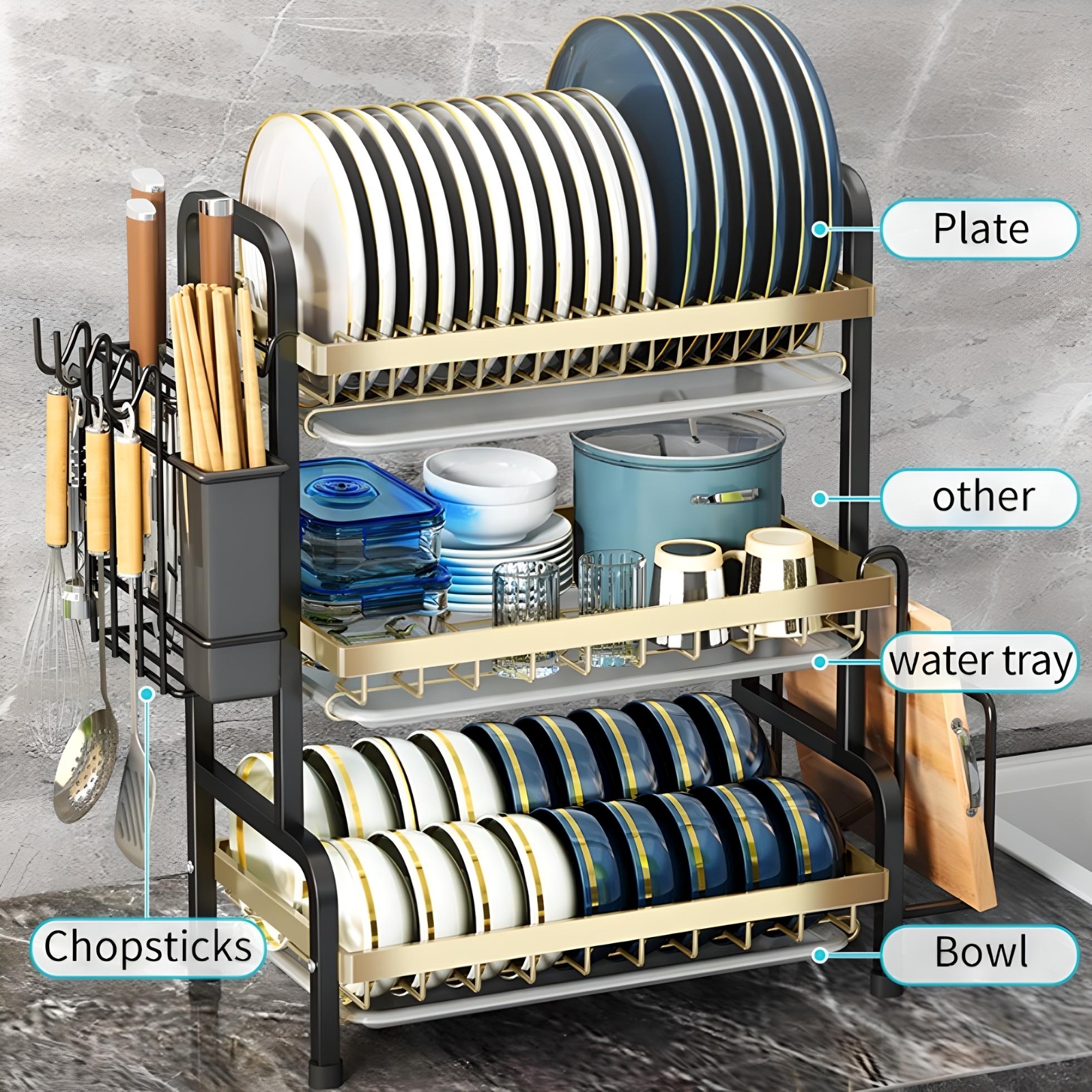 Stainless steel dish rack kitchen dish rack rust-proof dish storage ...