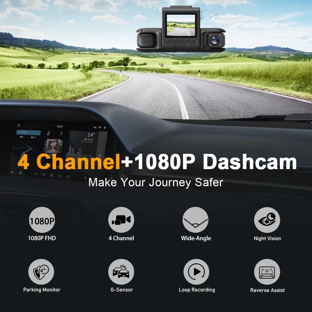 Alston S40Dash cam For Car Front And Rear 4 Camera 1080P Car Dashcam ...