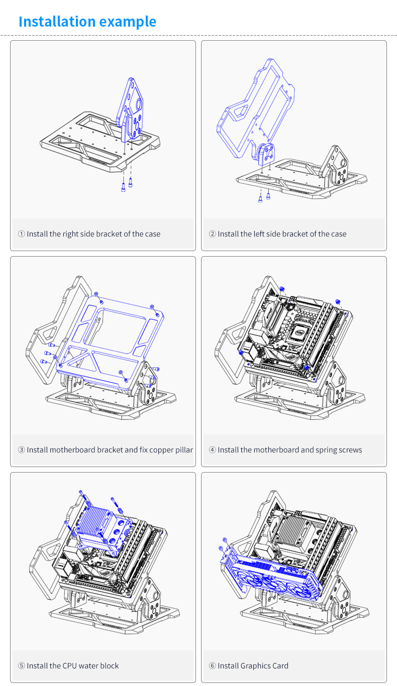Barrowch ITX Open Frame Aluminum Alloy Water-cooling Computer Case DIY ...