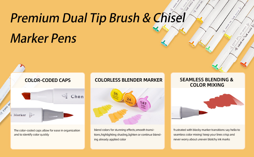 Chen Rui 48-180 Colors Dual Tip Art Marker Set - Brush & Chisel ...