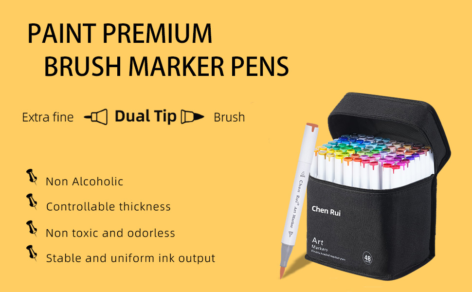 Chen Rui 48-180 Colors Dual Tip Art Marker Set - Brush & Chisel ...