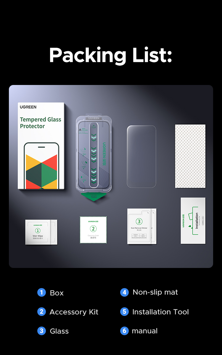 【Borderless HD Series】UGREEN Screen Protector Tempered Glass with ...