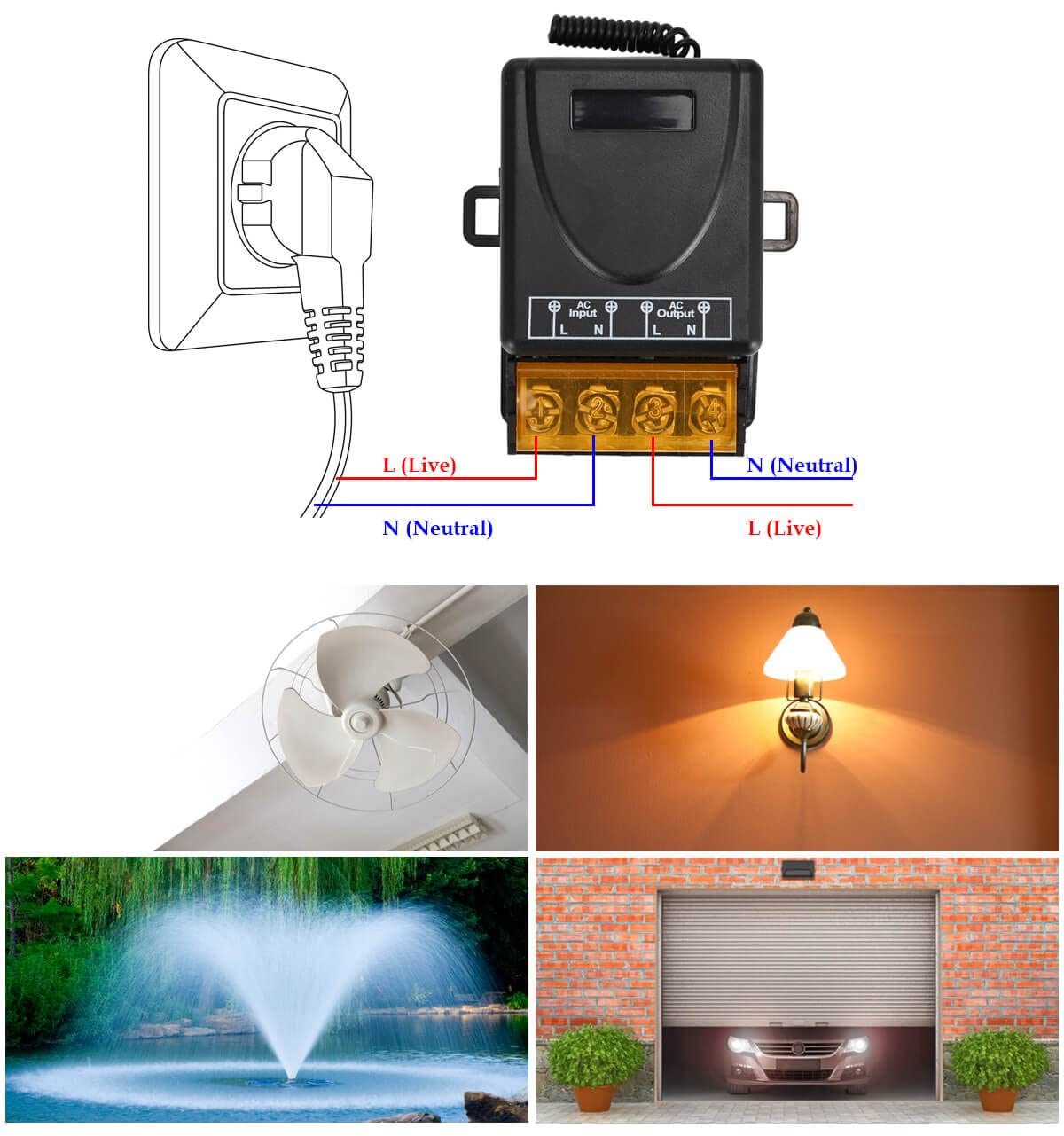 433Mhz RF Remote Switch AC220V 30A High Power On/Off Controller for ...