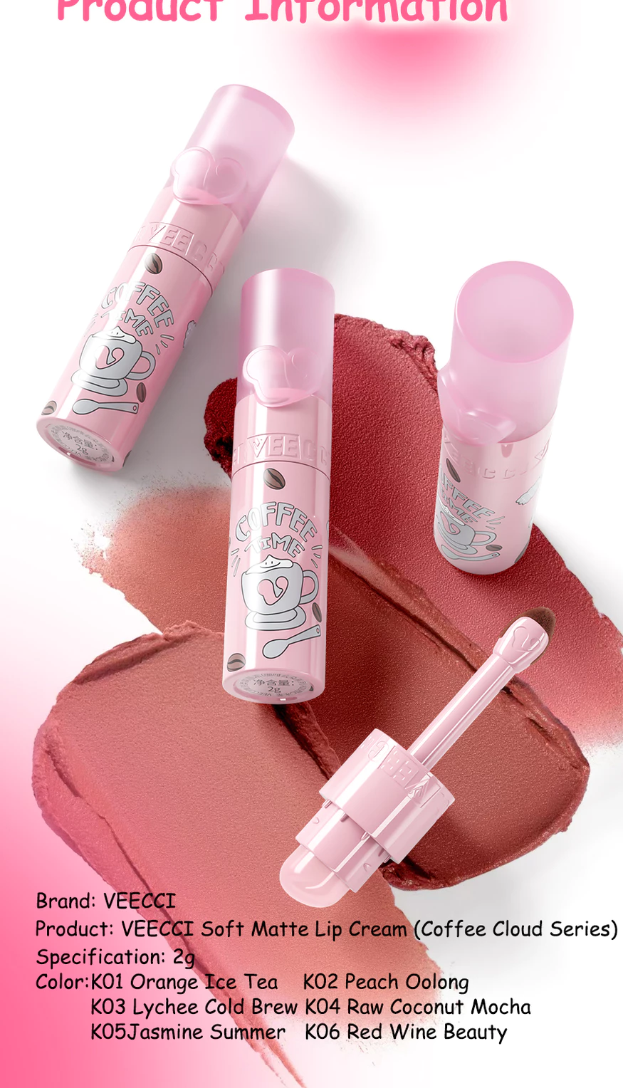 VEECCI Lip Gloss 2 In 1 Bring Lip Brush Whitening Non-Stick Cup Nature ...