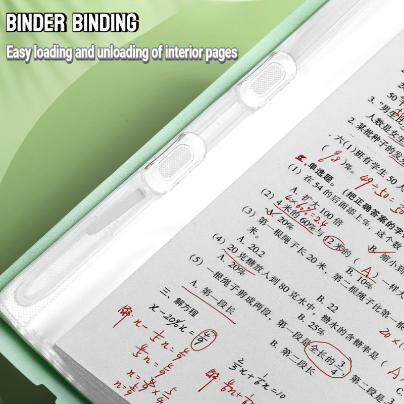 Long Clear Book With Zipper Pocket Loose Leaf File Folder Binder Clasp ...