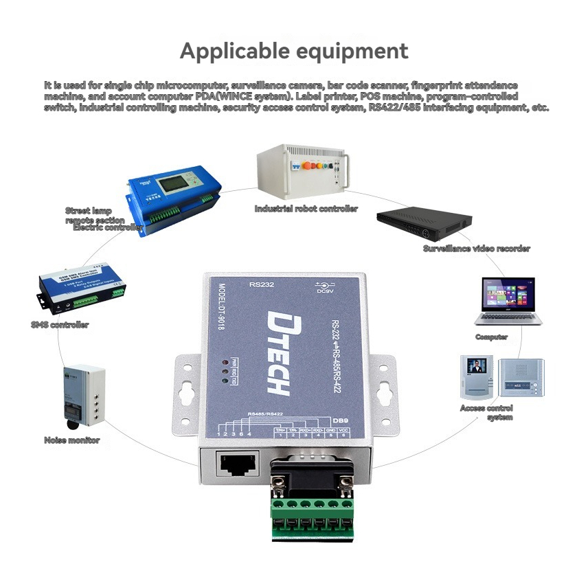DTECH RS232 To RS485/422 Active Converter Two-Way Interface Lightning ...
