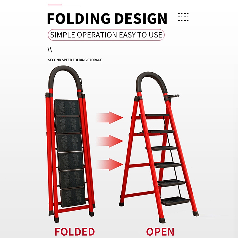 4 step ladder foldable household multifunctional sturdy anti-slip ...