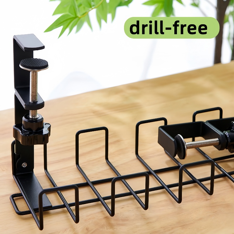 No Drill Under Table Cable Management Tray Socket Holder Wire Organizer ...