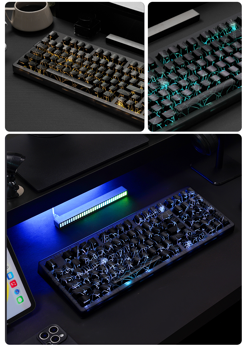 ZORNHER ZH980 black transparent spider web mechanical keyboard, gaming ...