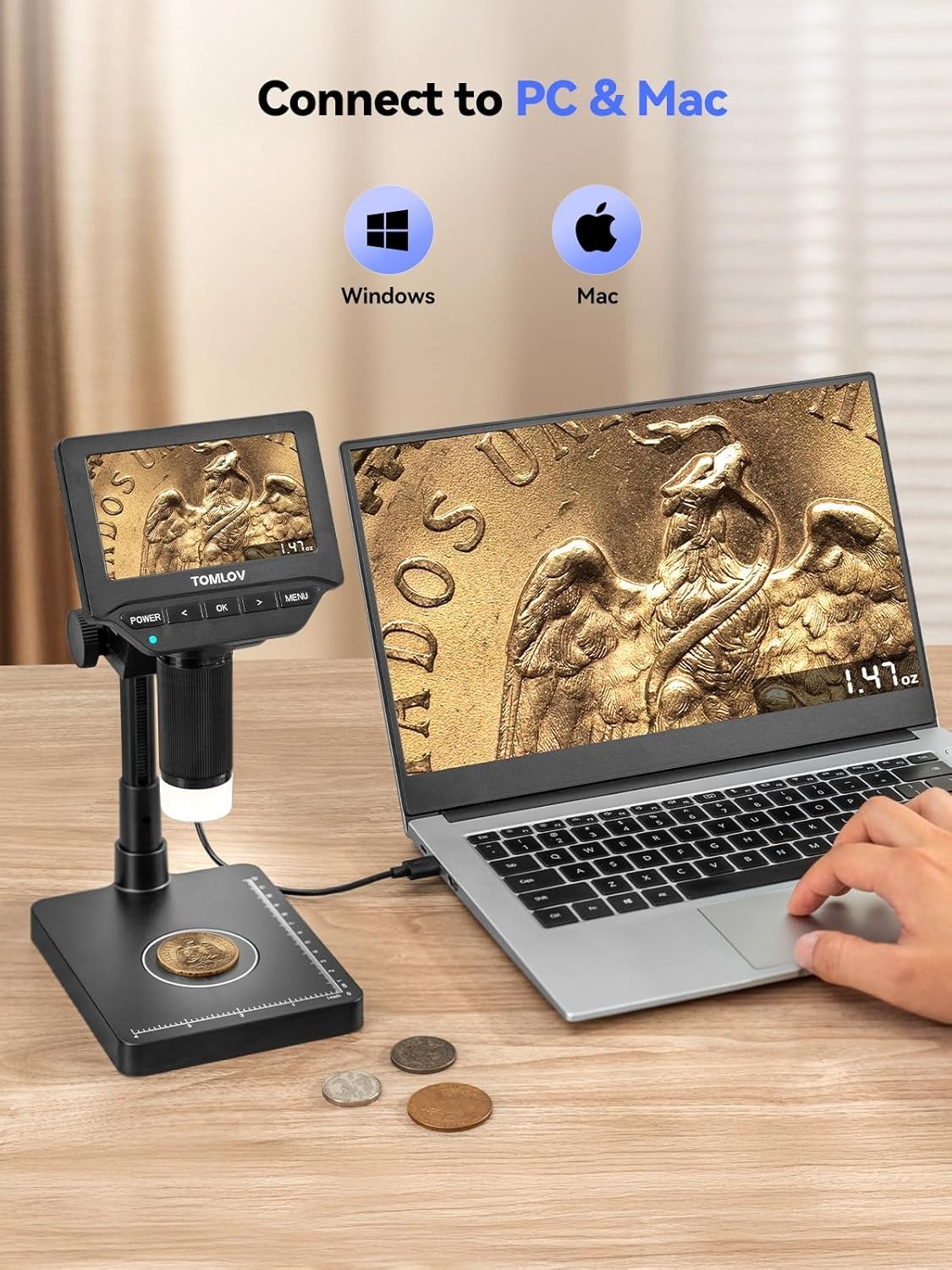 TOMLOV DM4W Microscope with Weighing Scale 4.3