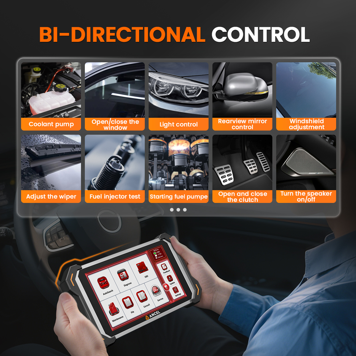 ANCEL DS600 BT Automotive Bi-directional Coding OBD2 Scanner 34+Reset ...
