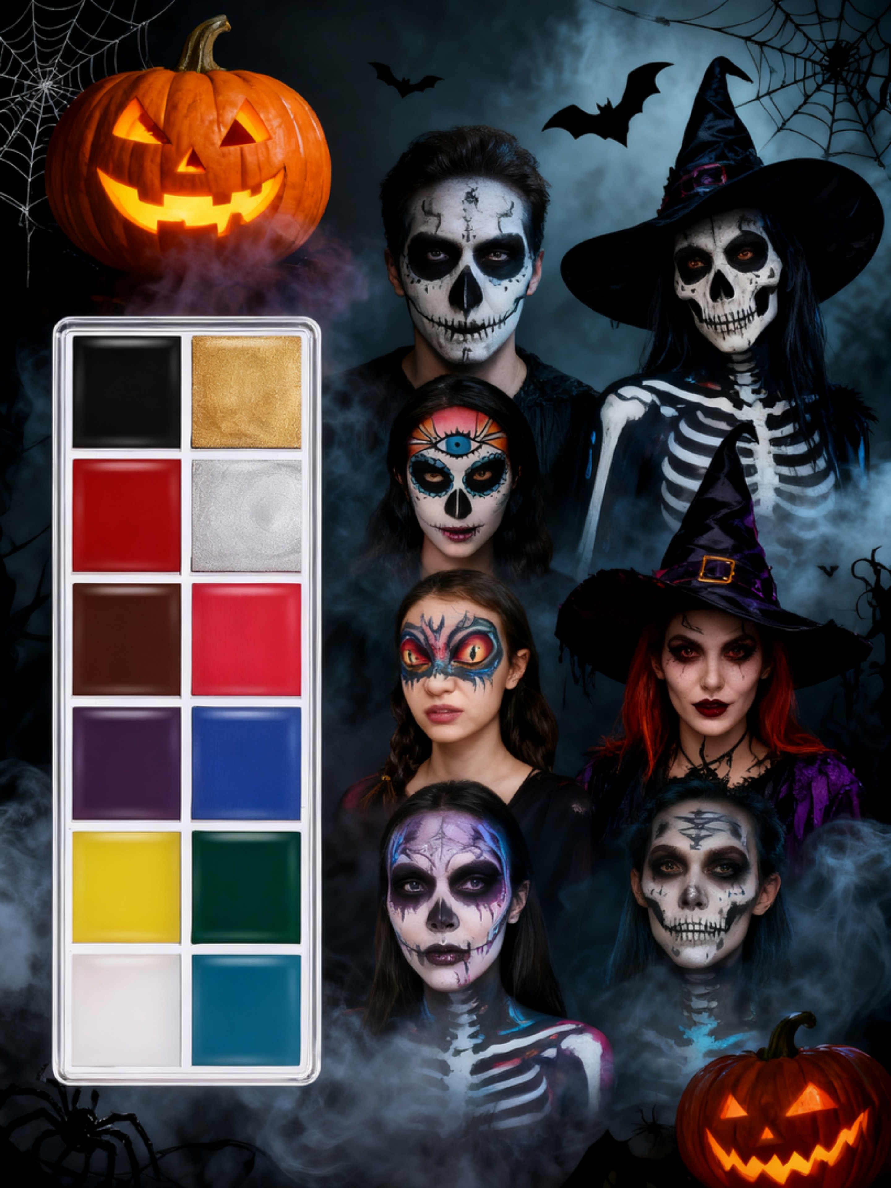LANGMANNI 12-Color Face & Body Paint Palette - Highly Pigmented ...