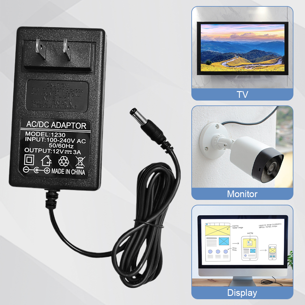 12V 3A Power Adapter U.S. Standard LED Lamp with Light Bar Drive Cooler ...