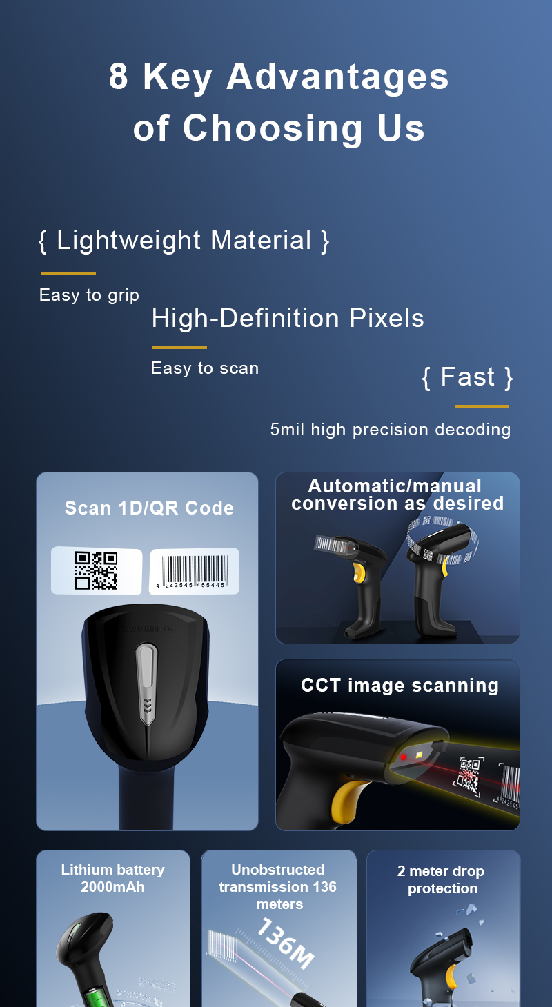 C981W 2D/1D Barcode Scanner - USB+Wireless 2.4G | 2000mAh Battery ...
