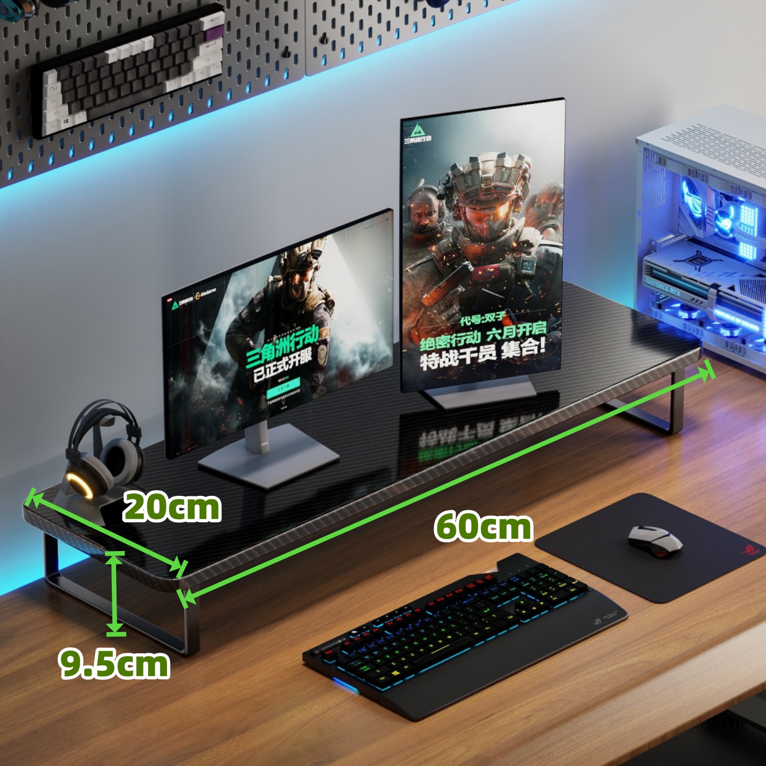 Wooden Computer Monitor Stand Desktop PC Rack Table Organizer Monitor ...