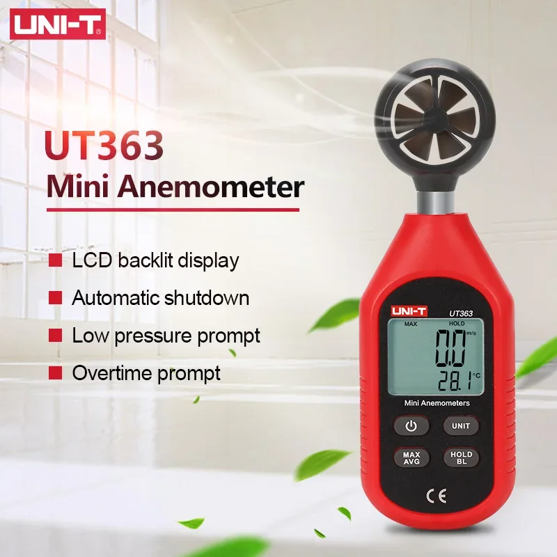 💨 UNI-T UT363 Digital Anemometer – Windgeschwindigkeit 0-45m/s, Luftstrom & Temperatur, LCD-Display Mit Hintergrundbeleuchtung