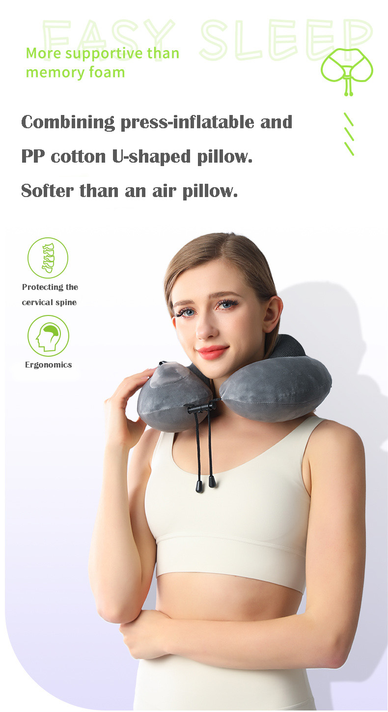 Inflatable Neck Pillow, U-Shaped Travel Pillow for Airplane, Portable ...