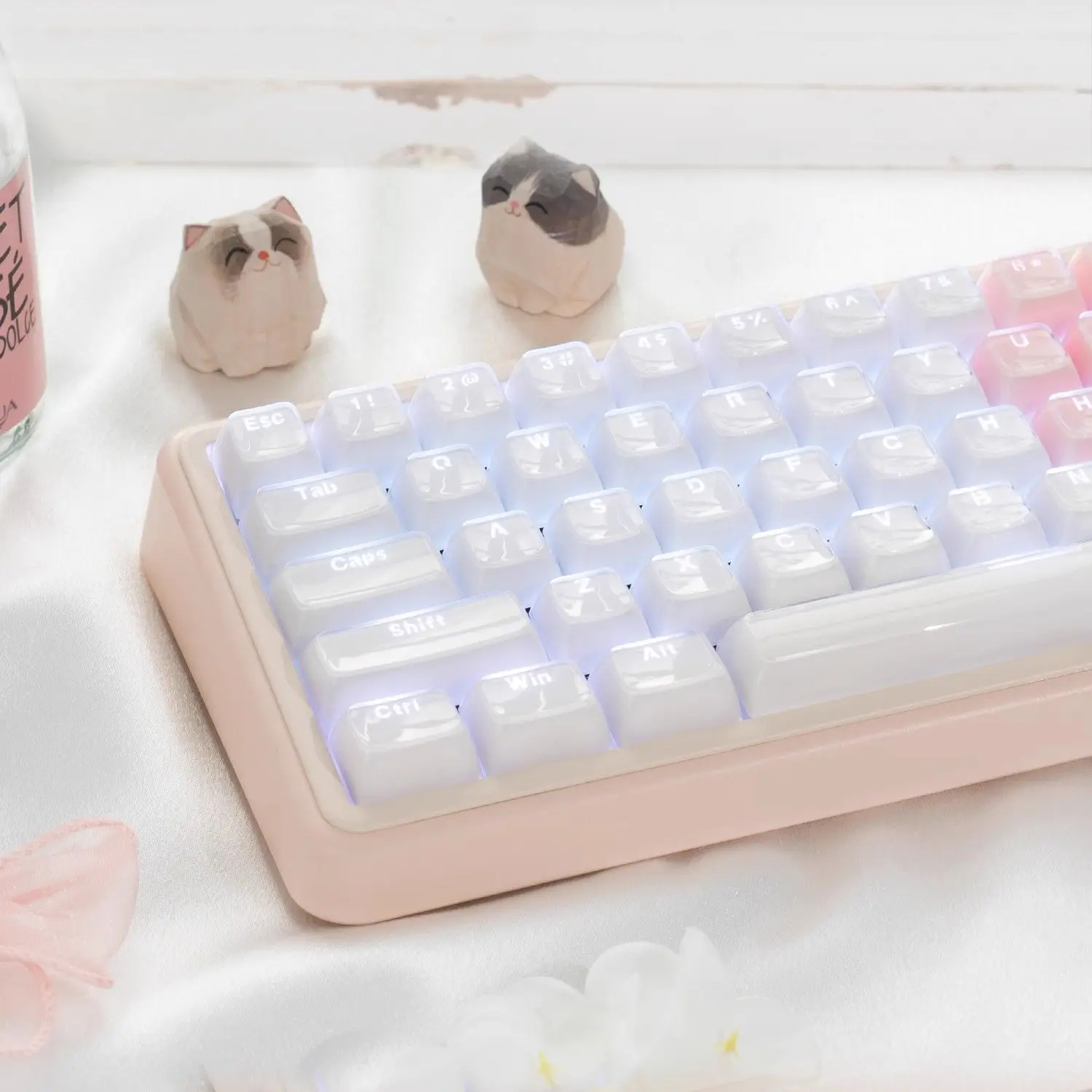 136 Keys White Translucent Clear Shine Through ABS Keycaps Jello ...