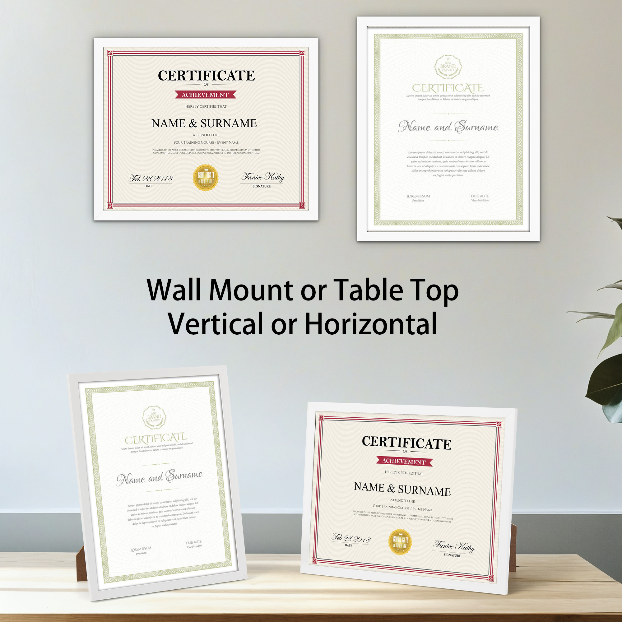 8.5*11 inches CERTIFICATE FRAME PVC COVER Photo Frame Home Decor ...