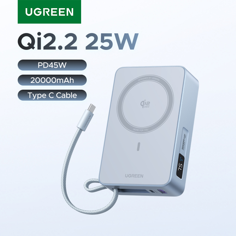 【Qi2 25W】20000mAh Magnetic Wireless Fast Charging Power Bank 45W USB-C ...