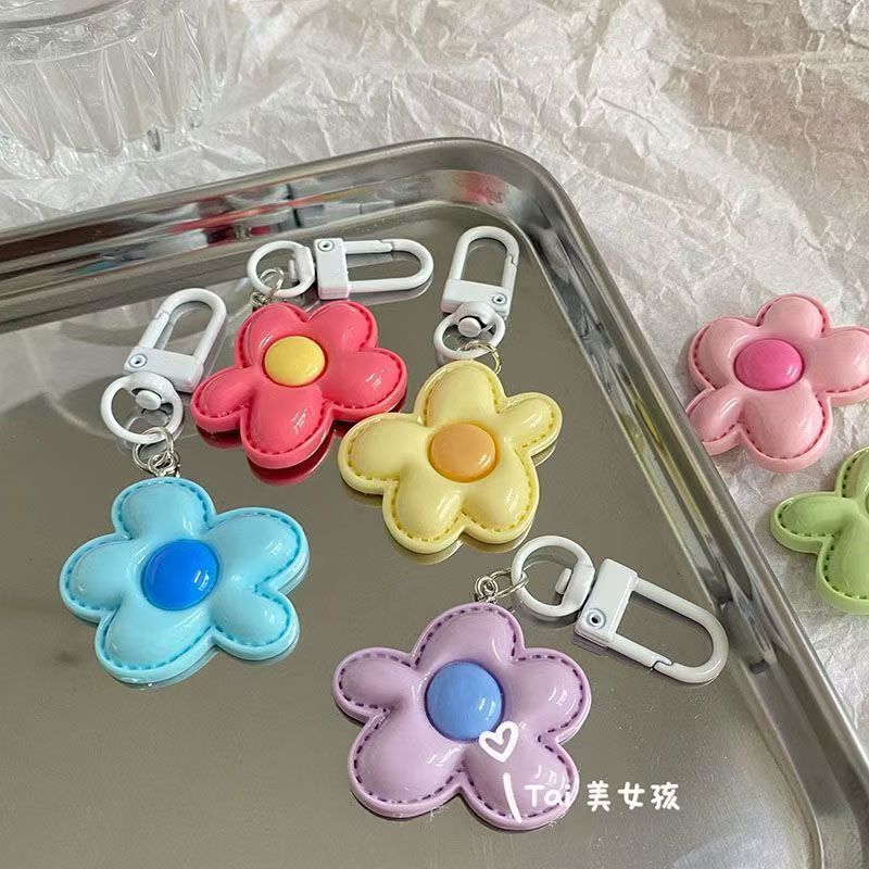 1pcs flower Keychain Split Rings Keyfob Charm For Keyring Backpack ...