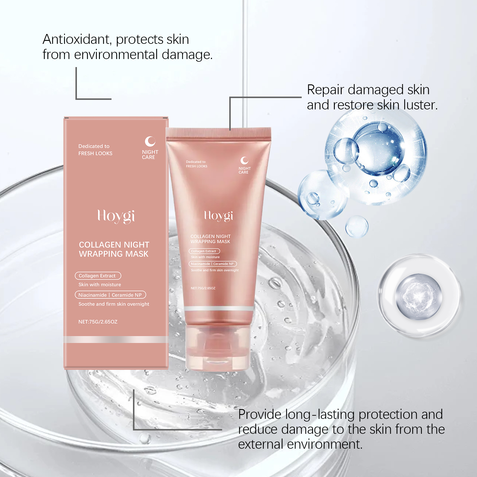 Peel-Off Collagen Facial Mask Cream for Pore Minimizing and Overnight ...