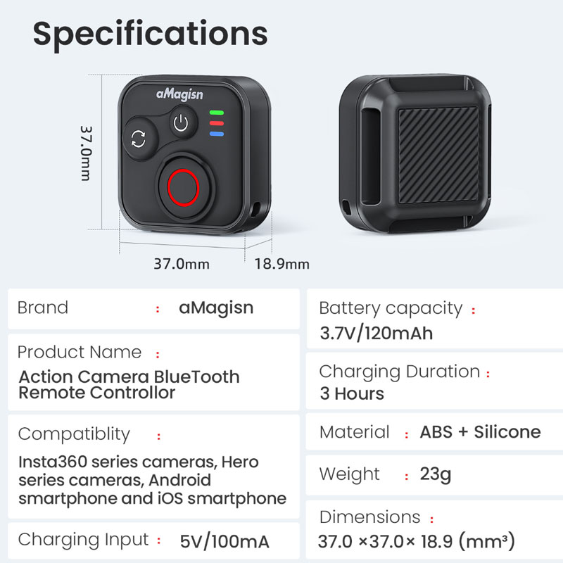 50m aMagisn wireless remote Control Bluetooth For lnsta360 X5/X4/X3/X2 ...