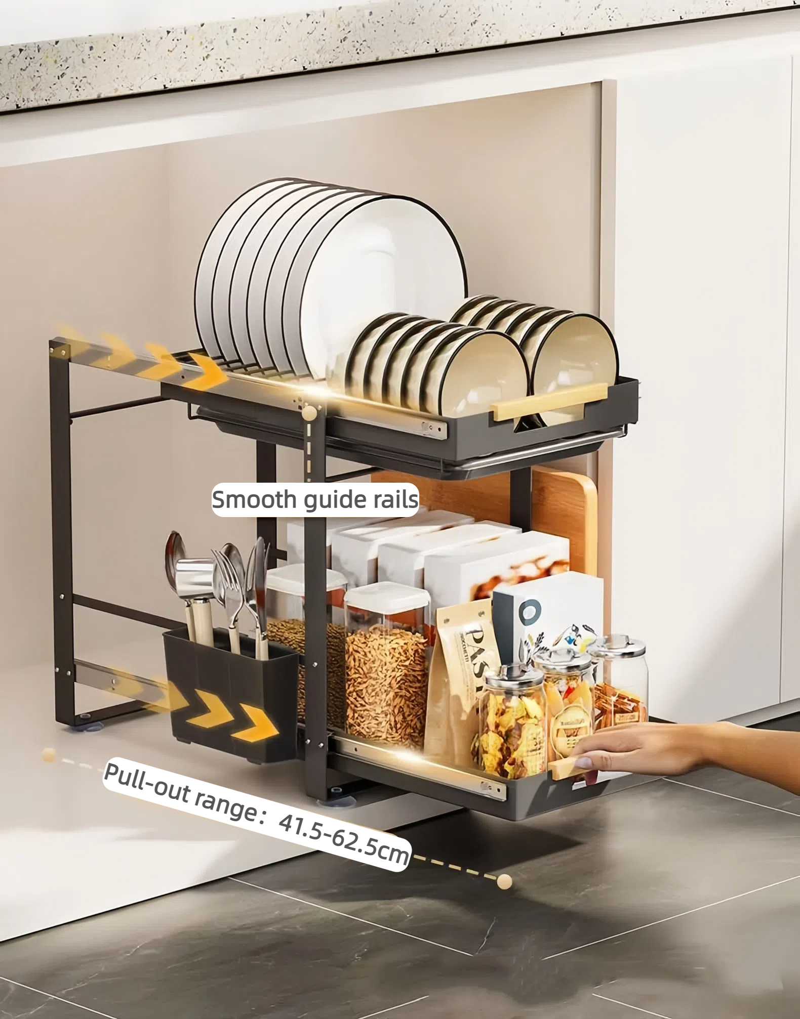Pull-out Spice Rack Dish Rack Under Sink Seasoning Organize Condiment ...