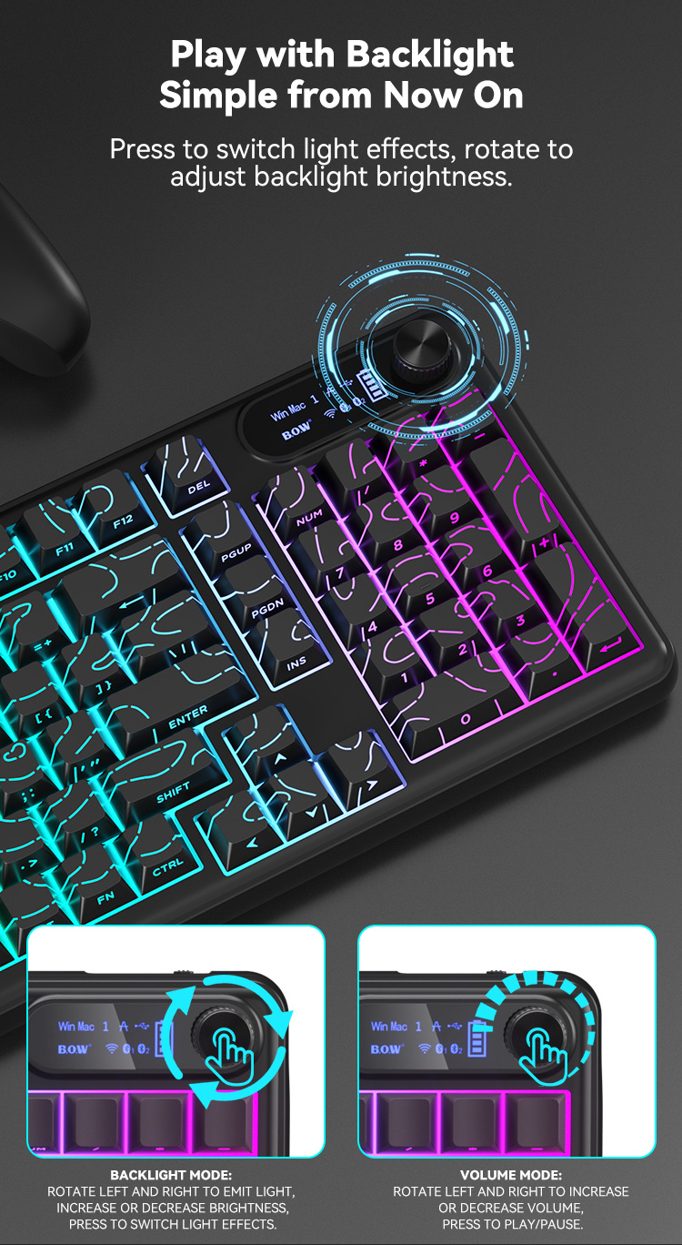 BOW Gaming Keyboard Side-printed Keyboard Contour 3.0 Keycaps RGB ...
