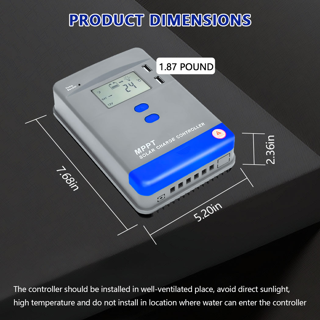 Y&H 40A MPPT Solar Charge Controller 12V/24V Auto Battery Regulator LCD ...