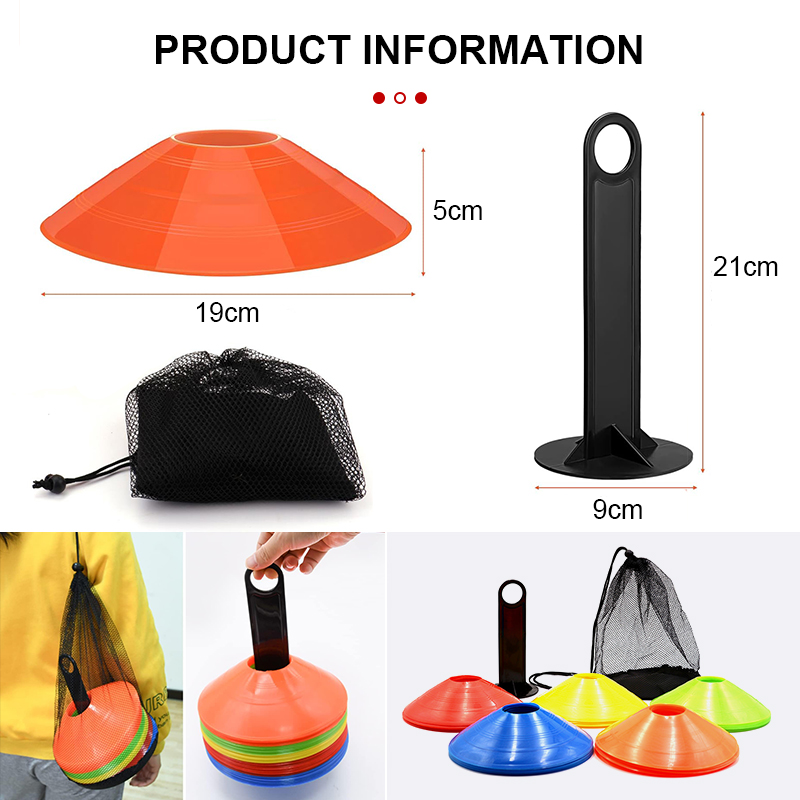 1Set 10Pcs Soccer Discs Bucket Marker Training Sign Flat Cones Marker ...