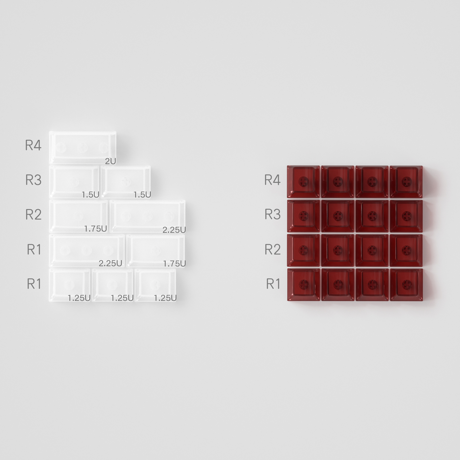 26 Pcs Fog Transparent Keycaps Novelties blank Cherry Profile RGB matte ...