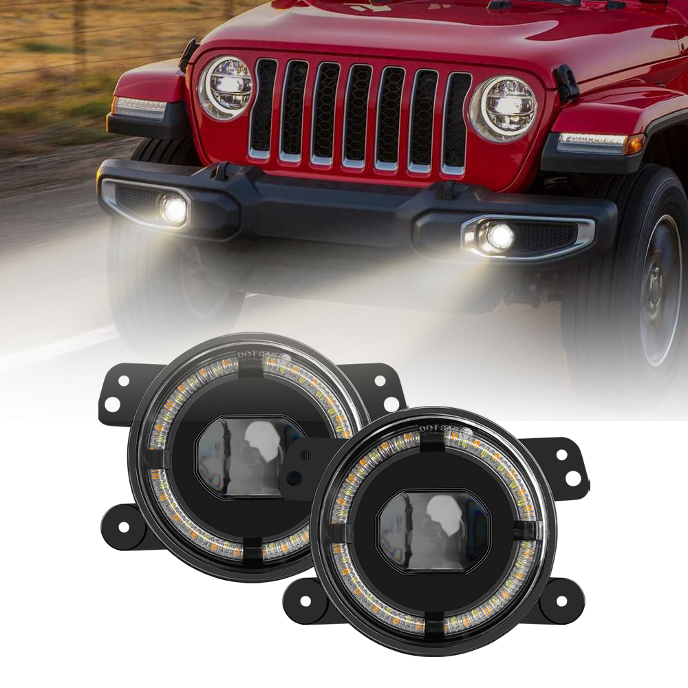 4 Inch LED Headlight With White Halo Ring DRL 6000K 30W For Jeep ...