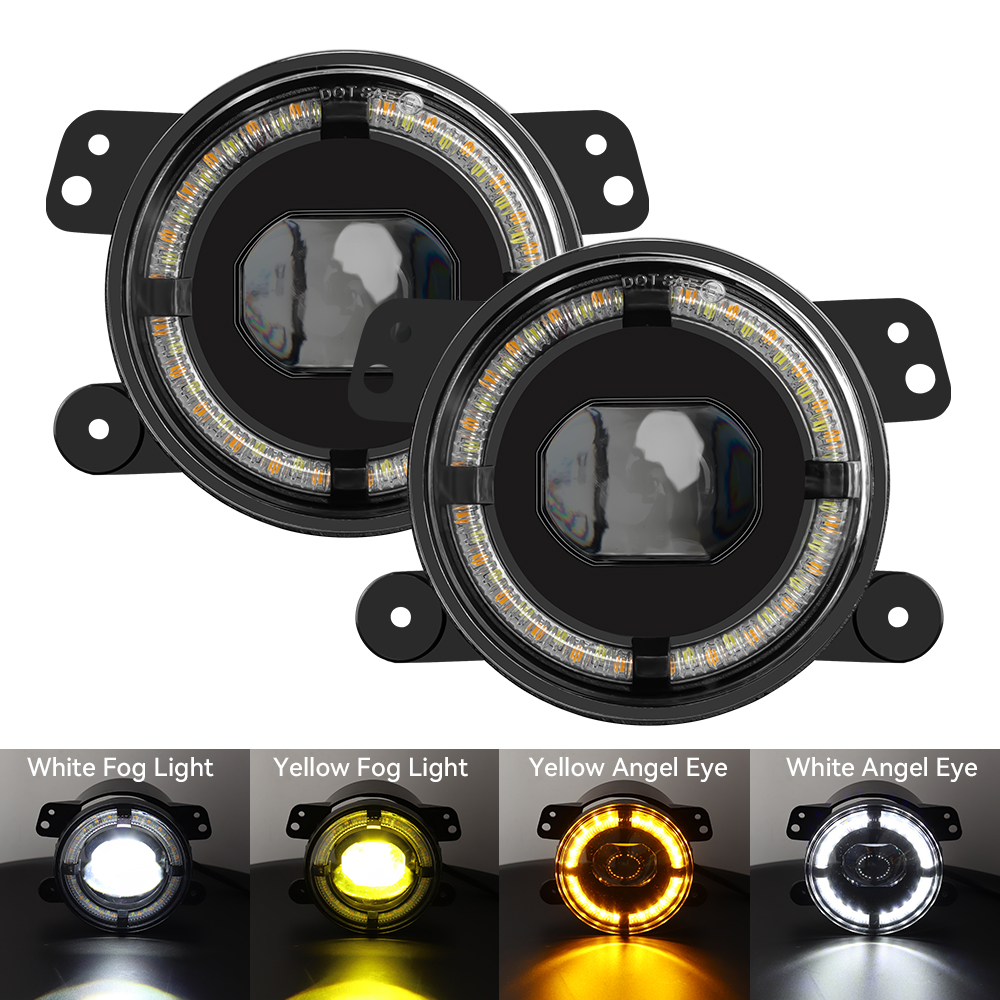 4 Inch LED Headlight With White Halo Ring DRL 6000K 30W For Jeep ...