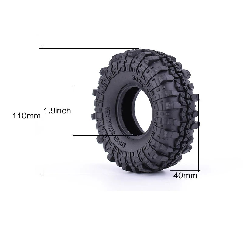 NEEBRC 4PCS 1.9 inch Rubber Rocks Tyres Wheel Tires 100mm 105mm 115mm ...