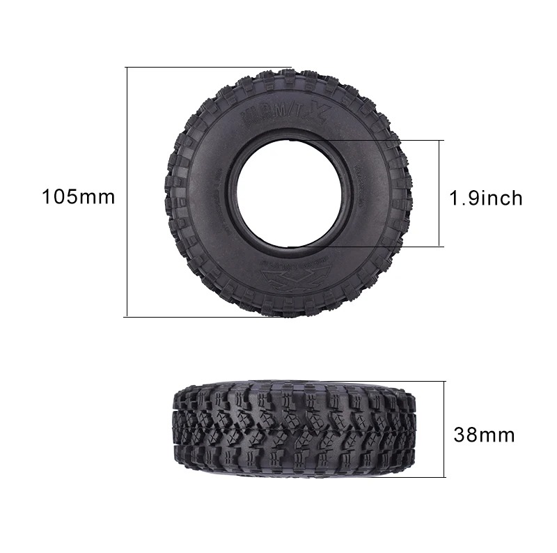 NEEBRC 4PCS 1.9 inch Rubber Rocks Tyres Wheel Tires 100mm 105mm 115mm ...