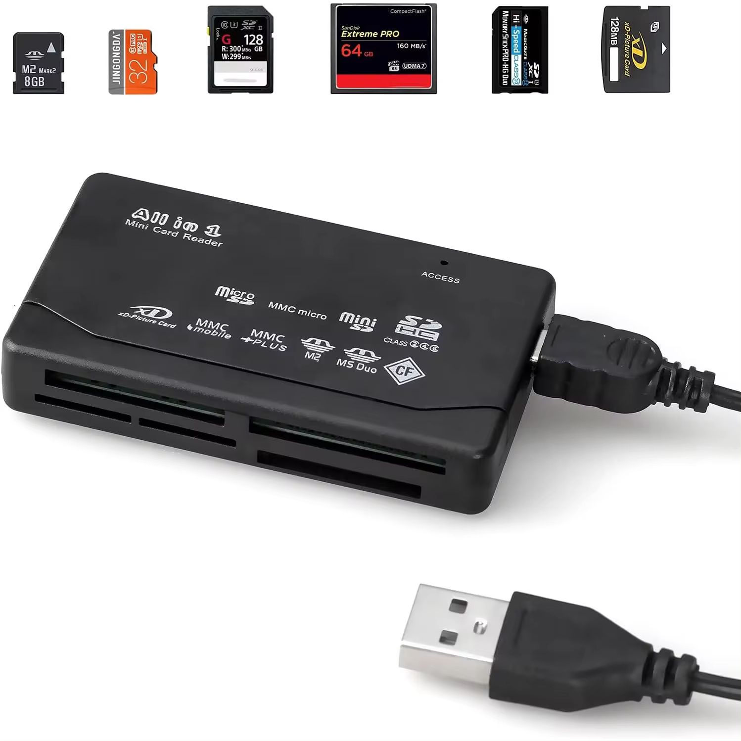 6 in 1 USB Card Reader 480Mbps External Micro SD MMC Mini XD M2 MS TF ...