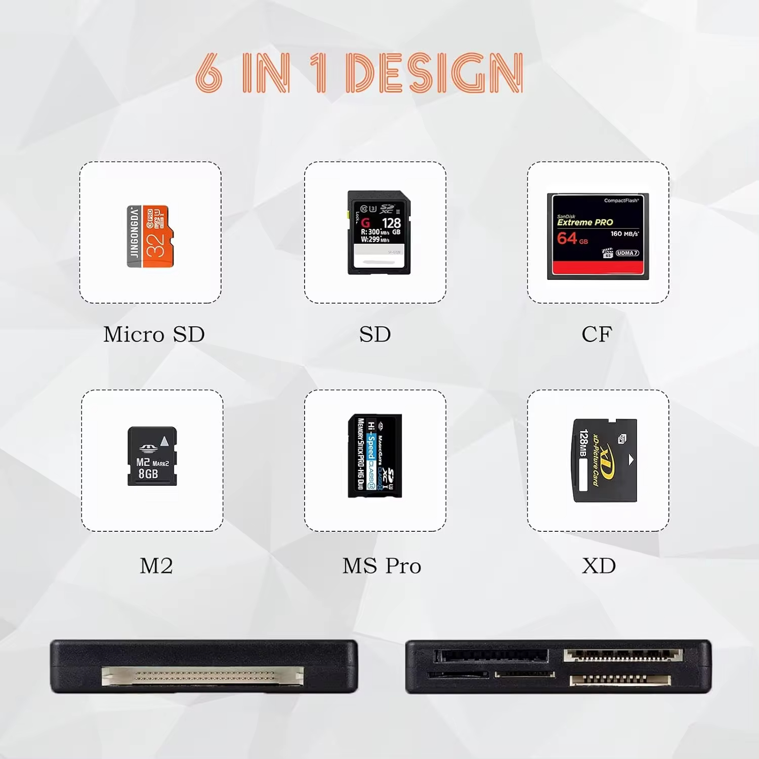 6 in 1 USB Card Reader 480Mbps External Micro SD MMC Mini XD M2 MS TF ...